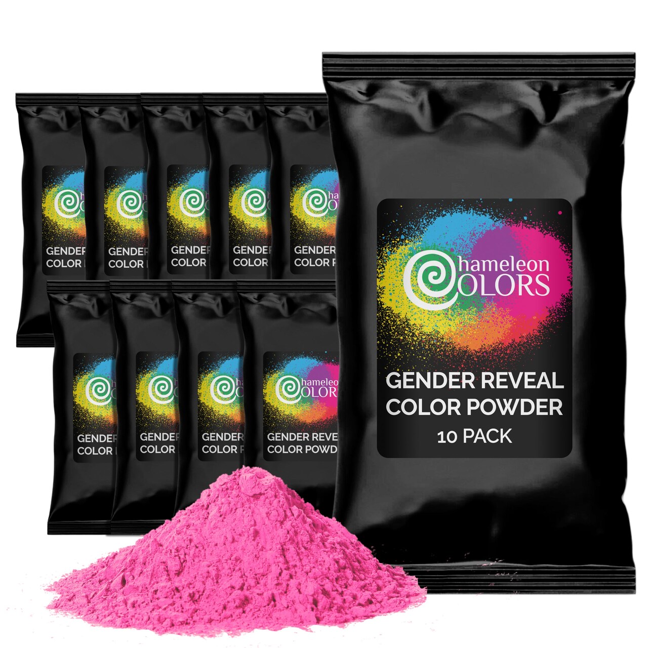 Pink Gender Reveal Powder | 70 Gram Blackout Packets | 10 Count
